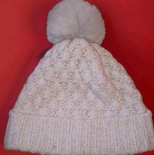 LC Lauren Conrad Cozy Gray & Sequins Knit Pom-Pom Beanie Winter Hat